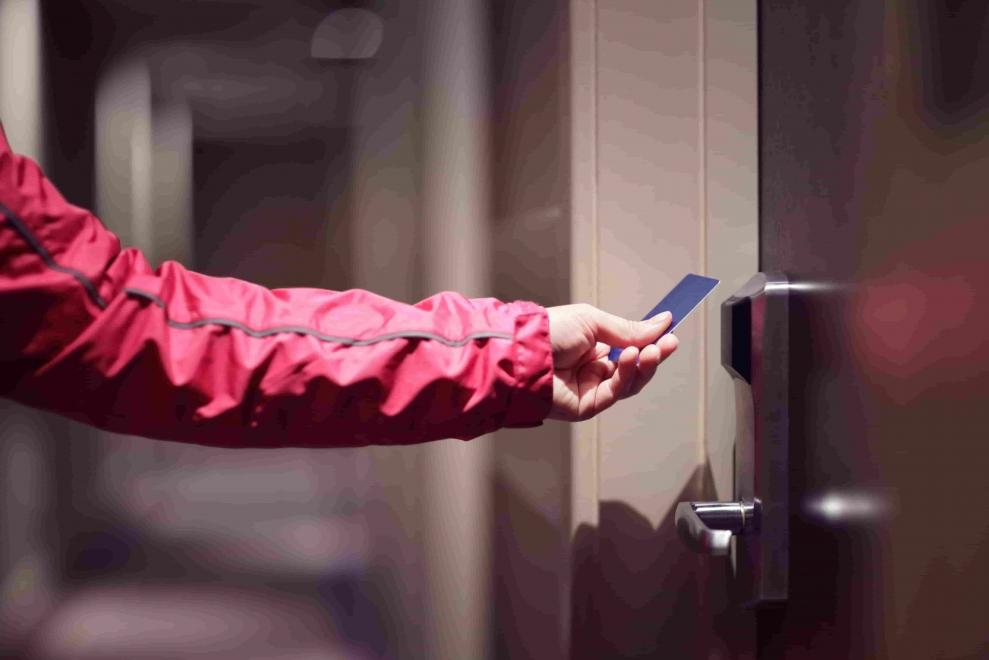 Access control security with keycard access to private areas